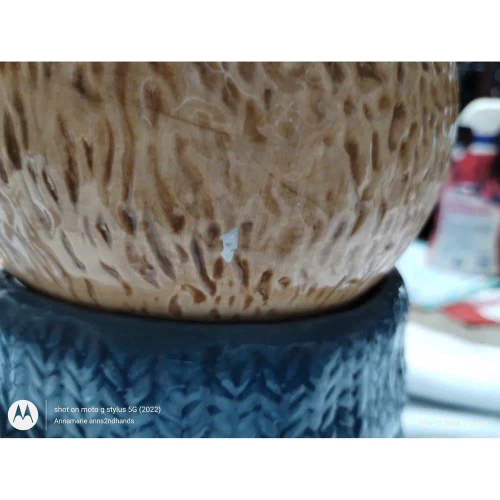 Cresco China‎ Teddy Bear Mother and Cub Ceramic Cookie Jar Blue Sweater